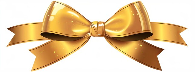 Golden ribbon with a bow isolated on a white background