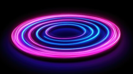 Obraz premium Glowing neon rings creating a mesmerizing spiral