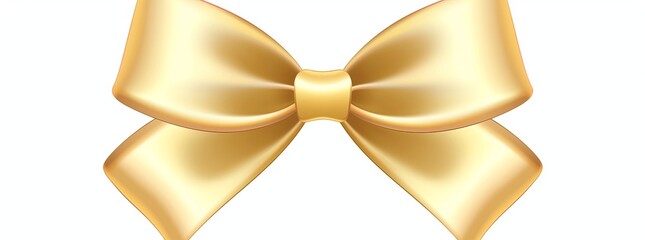 Golden ribbon with a bow isolated on a white background
