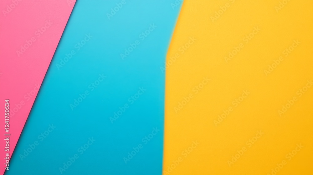 Poster Close-up view of a striking geometric pattern featuring interlocking shapes in bold colors, creating a modern design with clean lines and ample copy space