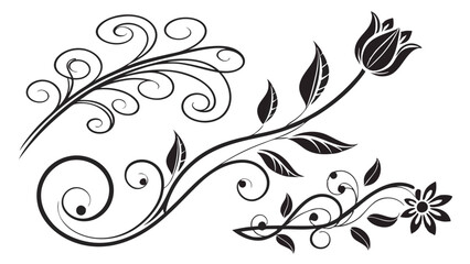 Adobe IllustraFloral Corner Decoration Elements - Black and White Vector Arttor Artwork