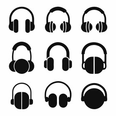 headphones icons set