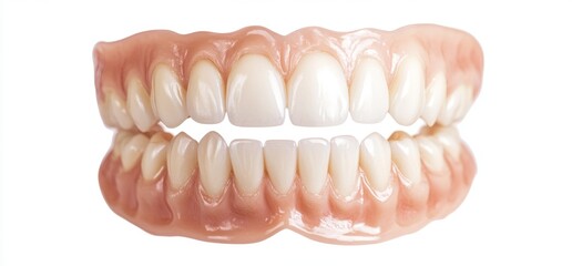 Obraz premium Full denture, teeth, dental, white background, healthcare, advertising