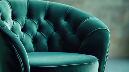 Obraz premium Close-up shot of a green leather chair with intricate details and texture