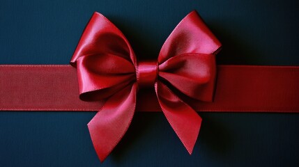 A bright red bow sits on a calm blue background, perfect for highlighting or decorating