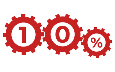 10% gear icon on white background
Promotion, discount, sale gears vector eps