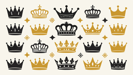 Adobe IllustraCollection of Black and White Crown Designs - Vintage and Eleganttor Artwork