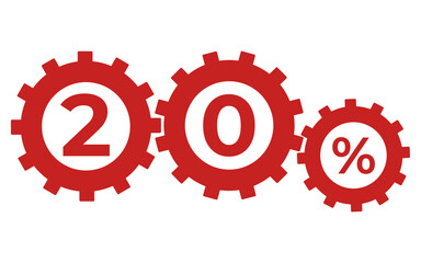 20% gear icon on white background
Promotion, discount, sale gears vector eps