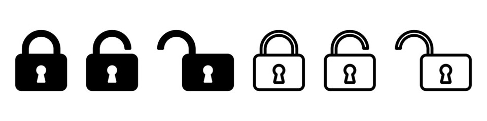 Lock icons set. Padlock symbol collection. Security symbol. Lock open and lock closed icon