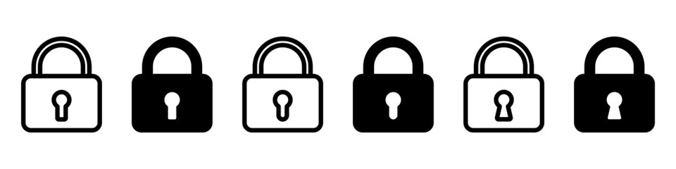 Lock icons set. Padlock symbol collection. Security symbol. Lock open and lock closed icon