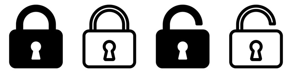Lock icons set. Padlock symbol collection. Security symbol. Lock open and lock closed icon