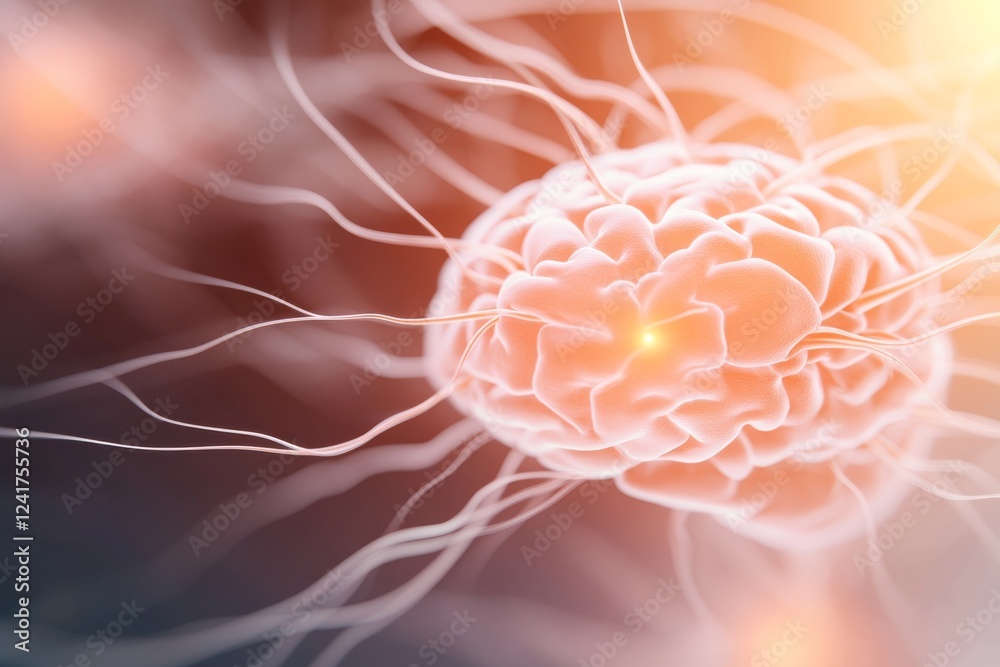 Poster The composition features a 3D-rendered human brain with illuminated neural pathways and active nodes, illustrating complexity against a dark gradient backdrop