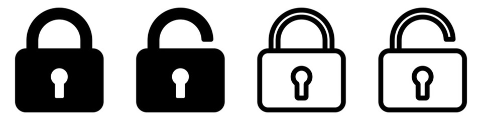 Lock icons set. Padlock symbol collection. Security symbol. Lock open and lock closed icon