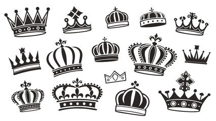 Adobe IllustraCollection of Black and White Crown Designs - Vintage and Eleganttor Artwork