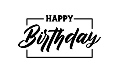 Happy Birthday message, elegant design. Calligraphic lettering text.