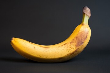 A ripe banana with a small brown spot, perfect for a snack or breakfast