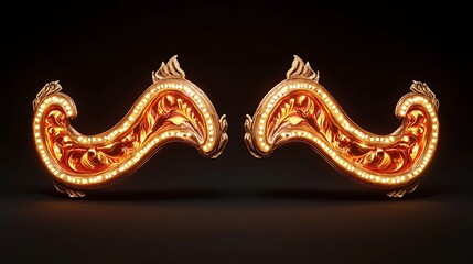 Obraz premium Golden ornate lights, dark background, design element