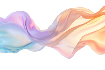 Obraz premium Rainbow silk fabric gracefully flying against a bright white background