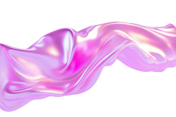 Magenta silk fabric flows gracefully on a white surface, showcasing a shimmering texture