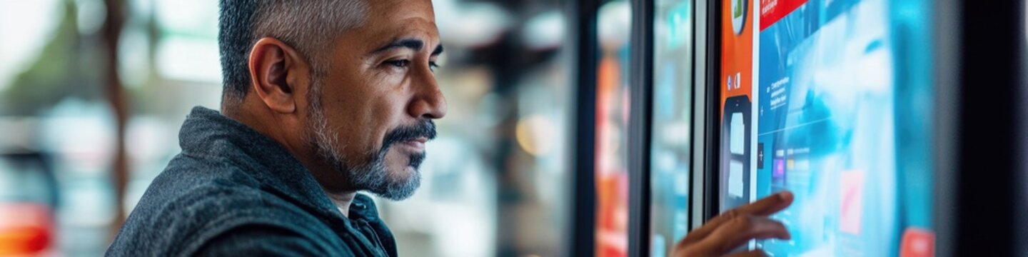 A person waiting in line in front of a vending machine, with a sense of anticipation