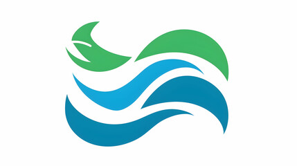 Abstract ocean waves logo design, environmental theme, white background, website branding