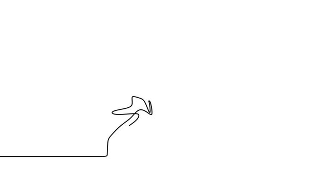 Continuous one line drawing animation of a man talking into a loudspeaker persuade people. A male spoke excitedly while holding the megaphone. The concept of constitution day
