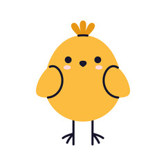 Flat vector illustration of a yellow easter chick. A cheerful and festive design element perfect for spring and easter decorations.