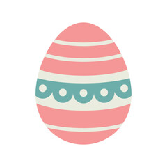 Flat pastel easter egg with elegant patterns. A cheerful egg design for easter themes.
