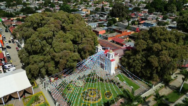 &Aacute;rbol de tule en el municipio de Santa Mar&iacute;a del Tule, Oaxaca, Iglesia del municipio y parque para turismo