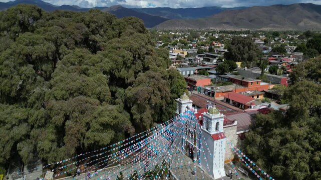 &Aacute;rbol de tule en el municipio de Santa Mar&iacute;a del Tule, Oaxaca, Iglesia del municipio y parque para turismo