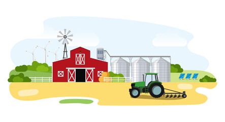 Fototapeta premium Farming, Harvesting. Granary. Barn. Eco Farming. vector