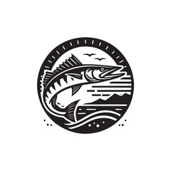 Black Color Barracuda silhouette design Vector Illustration, Solid White Background (2).eps