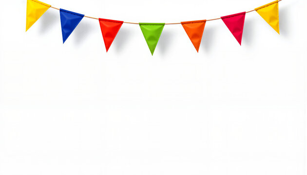 Colorful party flags on white background