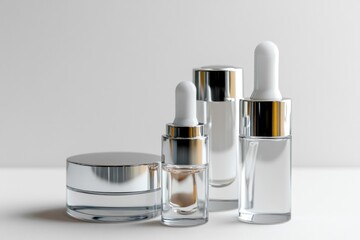 A collection of beauty products arranged on a surface, perfect for advertising or editorial use