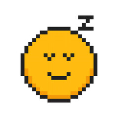 Fototapeta premium Pixel icon face emotion of sleep, 8 bit sleeping face.