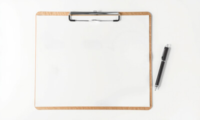 blank clipboard mockup with pen, ideal for presentations and notes. Perfect for showcasing designs or documents in clean, minimalistic style