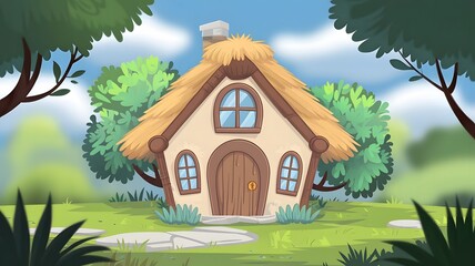 Enchanting Cartoon Hut with a Surreal Blur