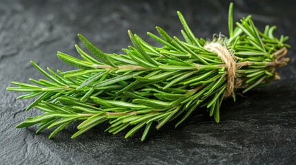 A Bundle of Fresh Green Rosemary Sprigs