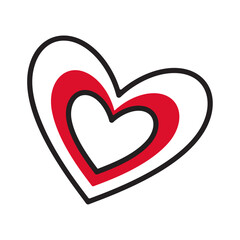 Heart doodle style Hand drawn trendy flat style love isolated icon Romantic symbol of love for web graphic design poster tattoo Valentines Day Greeting card line art Vector illustration