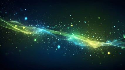 Fototapeta premium A vibrant background features an enchanting blend of green and blue bokeh, creating a soft, luminous effect ideal for artistic projects or digital designs. Generative AI