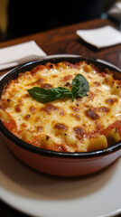 Ziti al Forno baked with ricotta, mozzarella, and homemade marinara sauce.