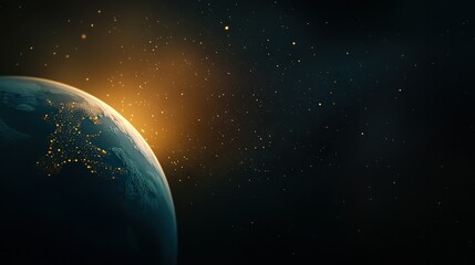 Fototapeta premium A stunning view of Earth from space with countless stars shining brightly against the backdrop of the glowing sun