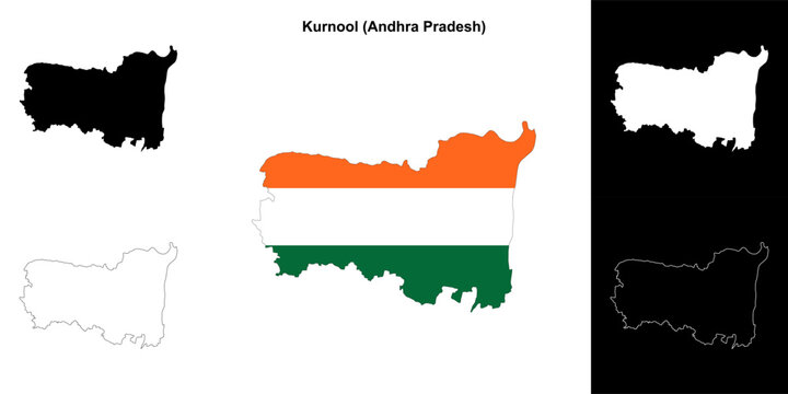 Kurnool district (Andhra Pradesh) blank outline map set