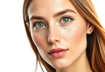 Obraz premium Photorealistic female portrait on white background