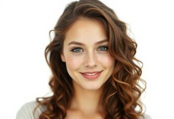 Fototapeta premium Photorealistic female portrait on white background