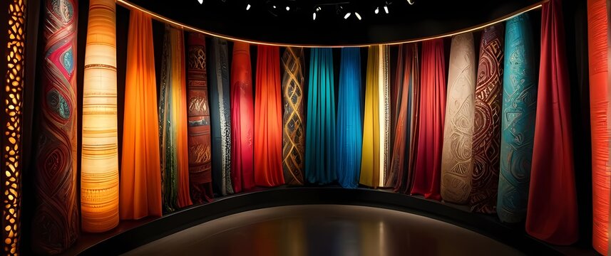 Artistic display of colorful fabrics celebrating cultural diversity and heritage