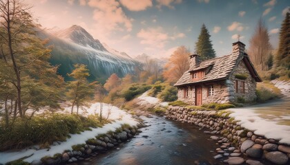 Fototapeta premium Winter christmas themed realistic picture