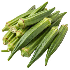 Fototapeta premium A handful of fresh okra pods with a vibrant green, slightly ribbed surface. AI Generative