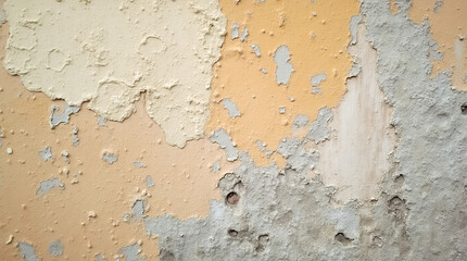 Obraz premium Close-Up of Weathered Wall Showing Peeling Paint and Textured Plaster Details
