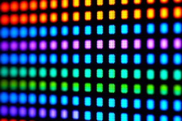 Colorful led grid display with vibrant pattern and glowing lights